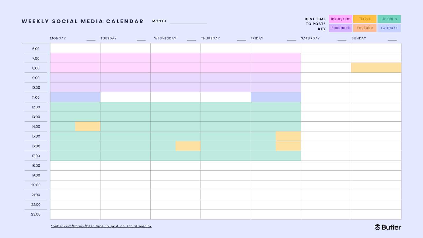 content calendar template for social media