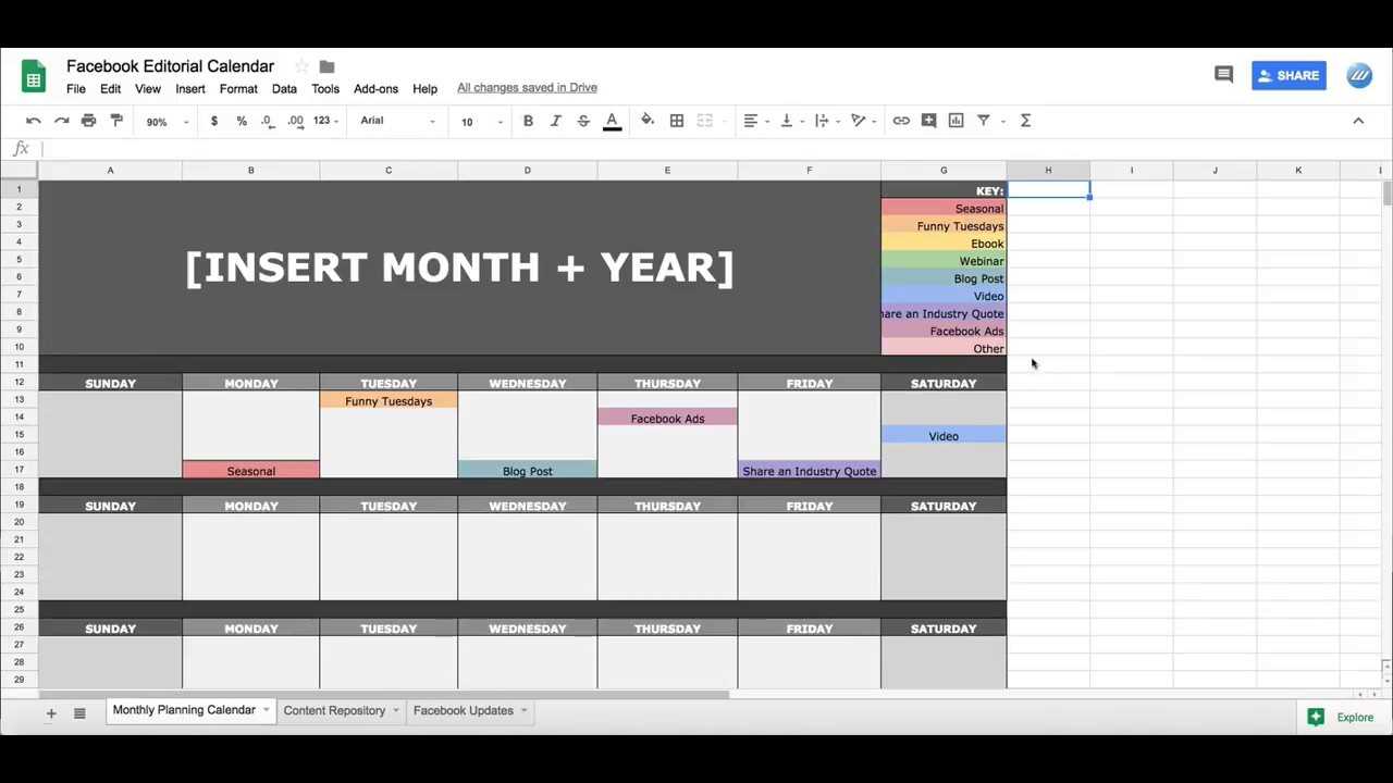 content calendar template sheets