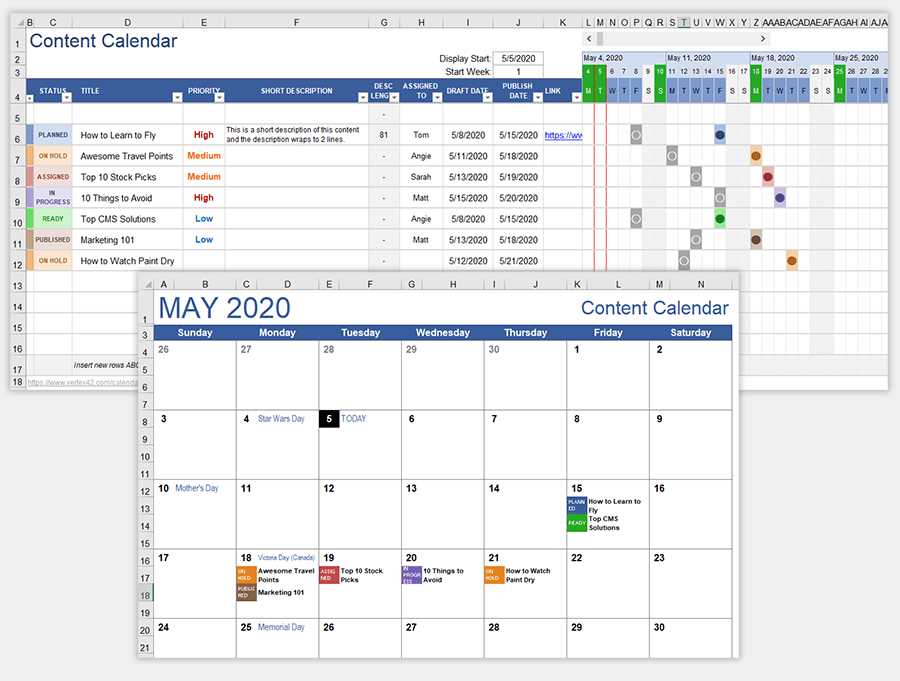 content calendar template social media