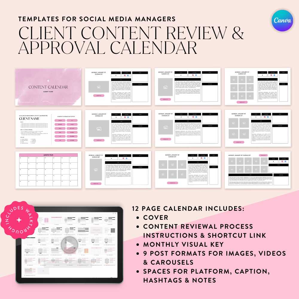 content calendar template social media