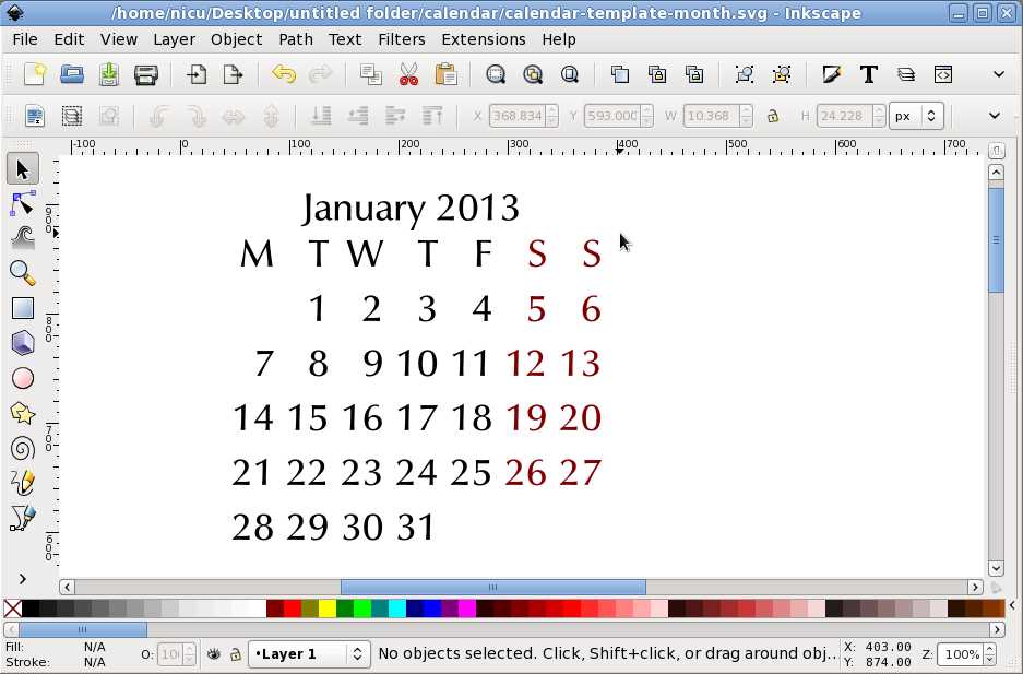 create own calendar template