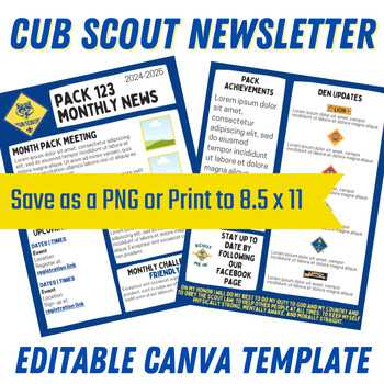 cub scout calendar template