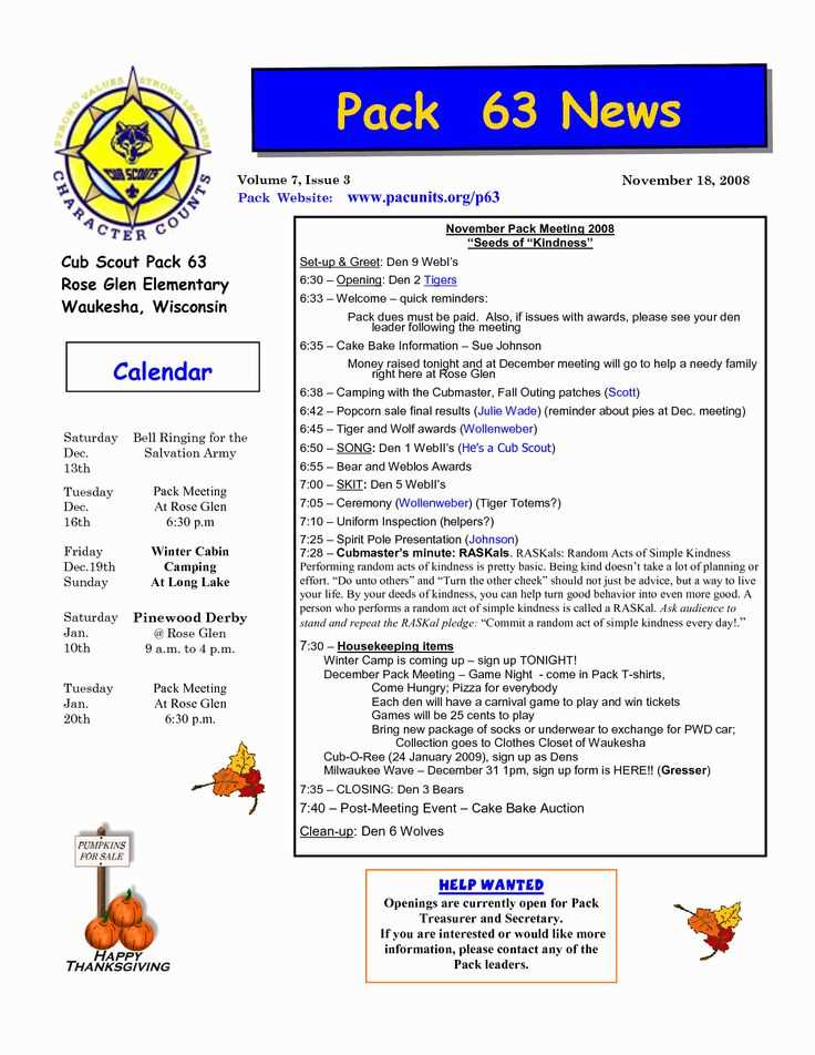 cub scout calendar template