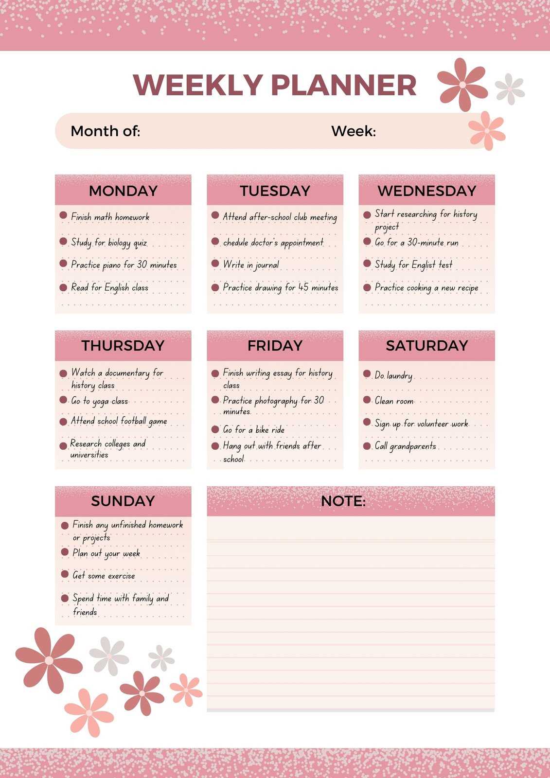 custom daily calendar template