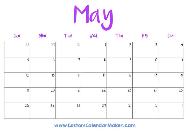 cute may calendar template