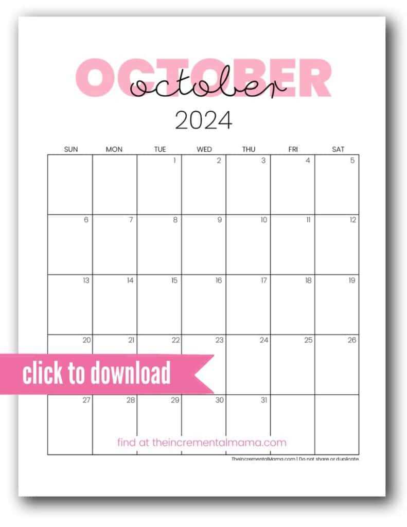 cute october calendar template