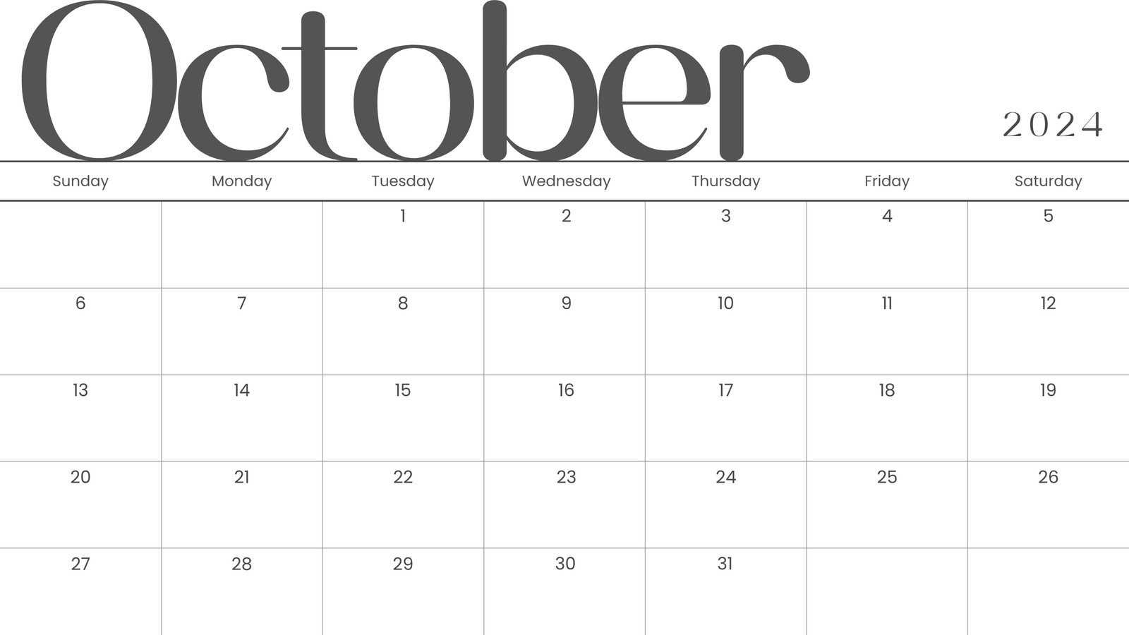 cute october calendar template