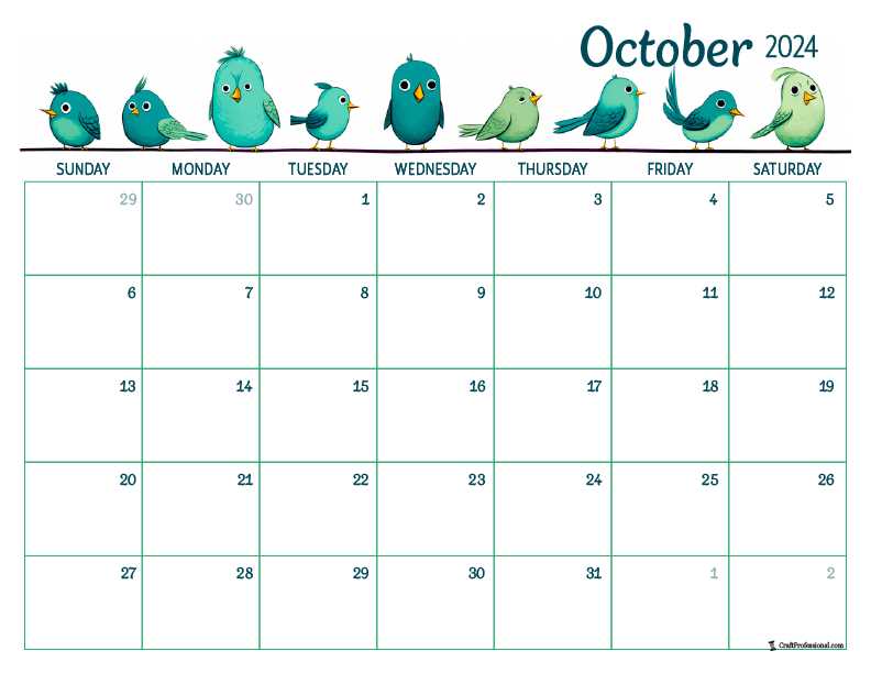 cute october calendar template