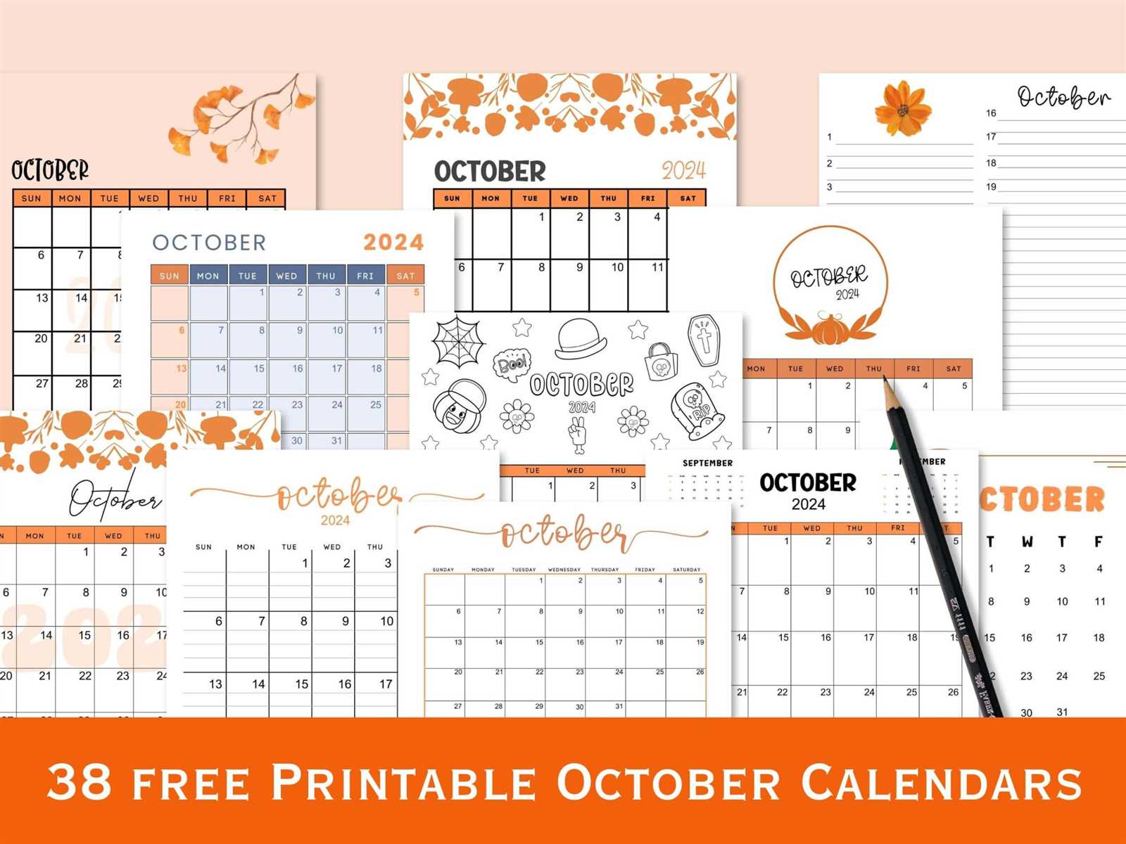 cute october calendar template