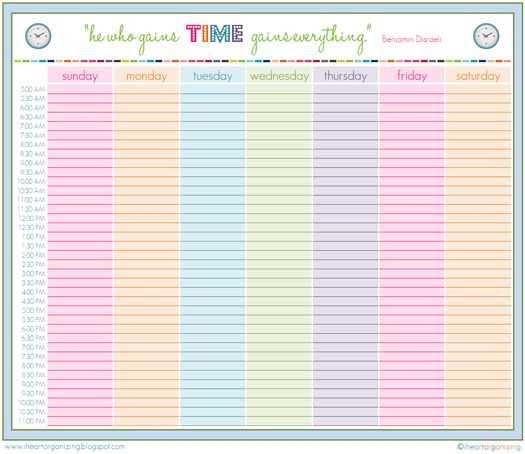 cute weekly calendar template printable