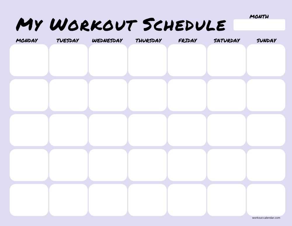 cute workout calendar template