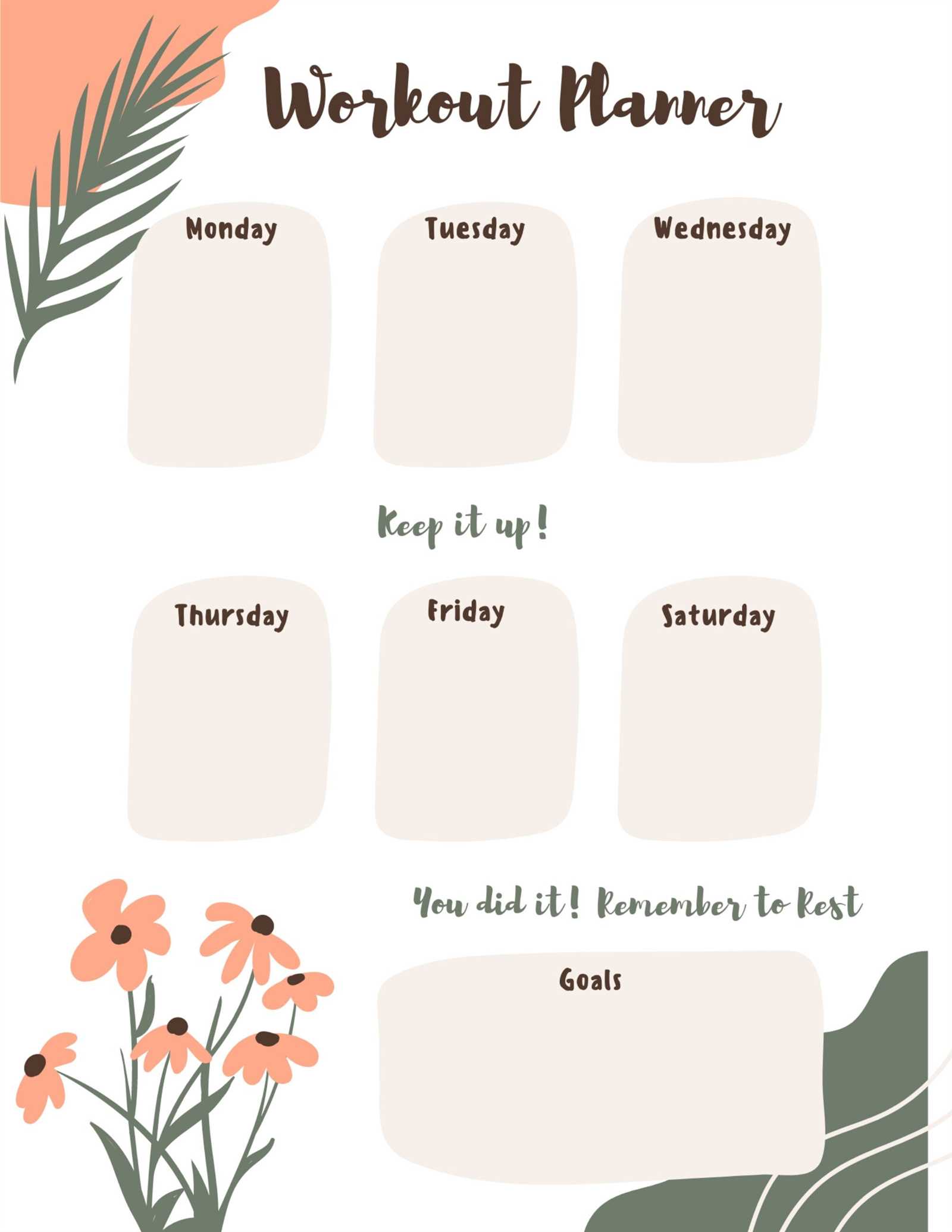 cute workout calendar template