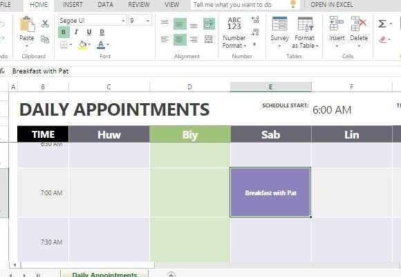 daily appointment calendar template free