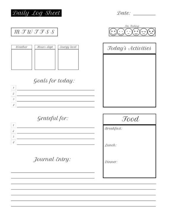 daily calendar log template