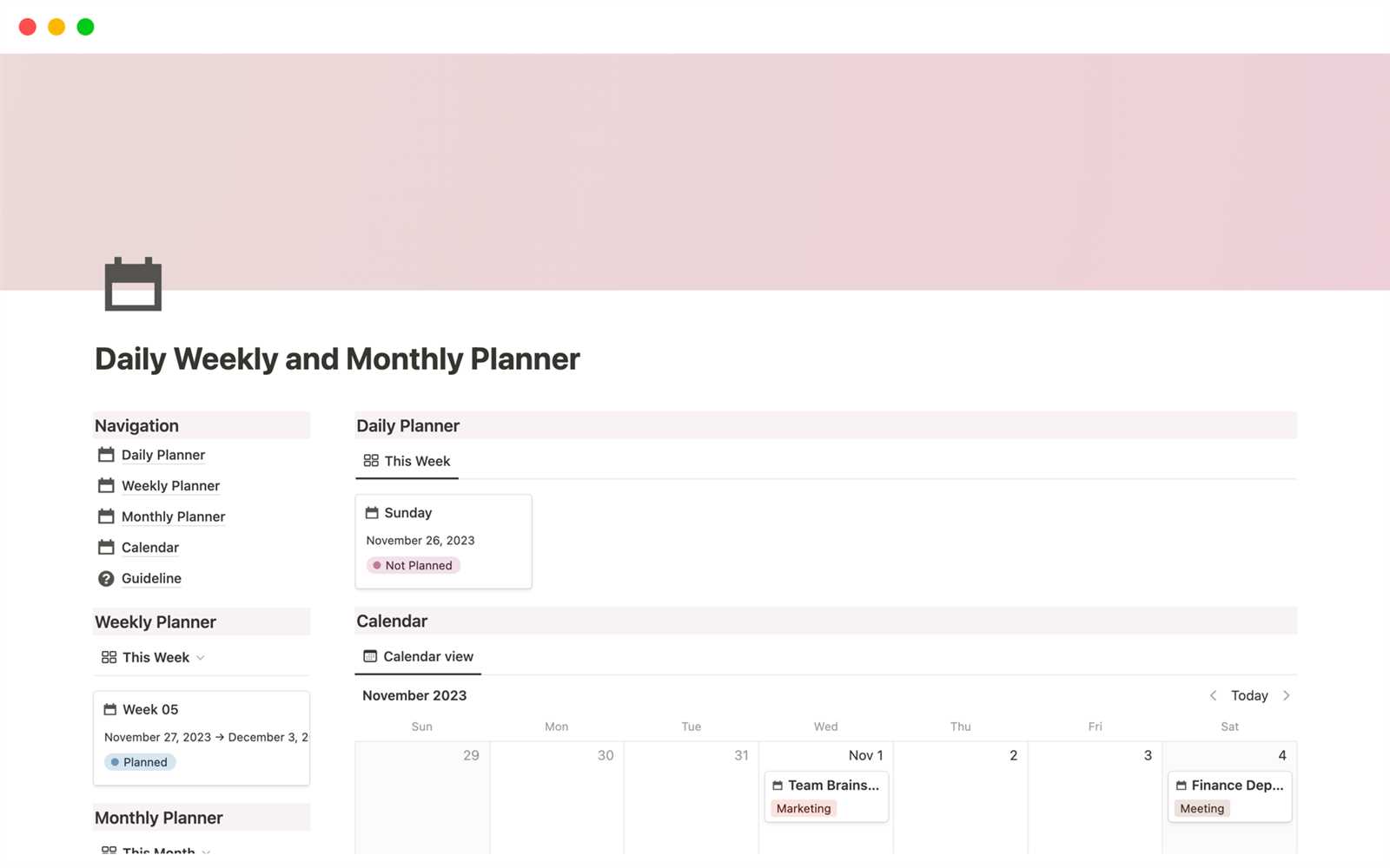 daily calendar planner template