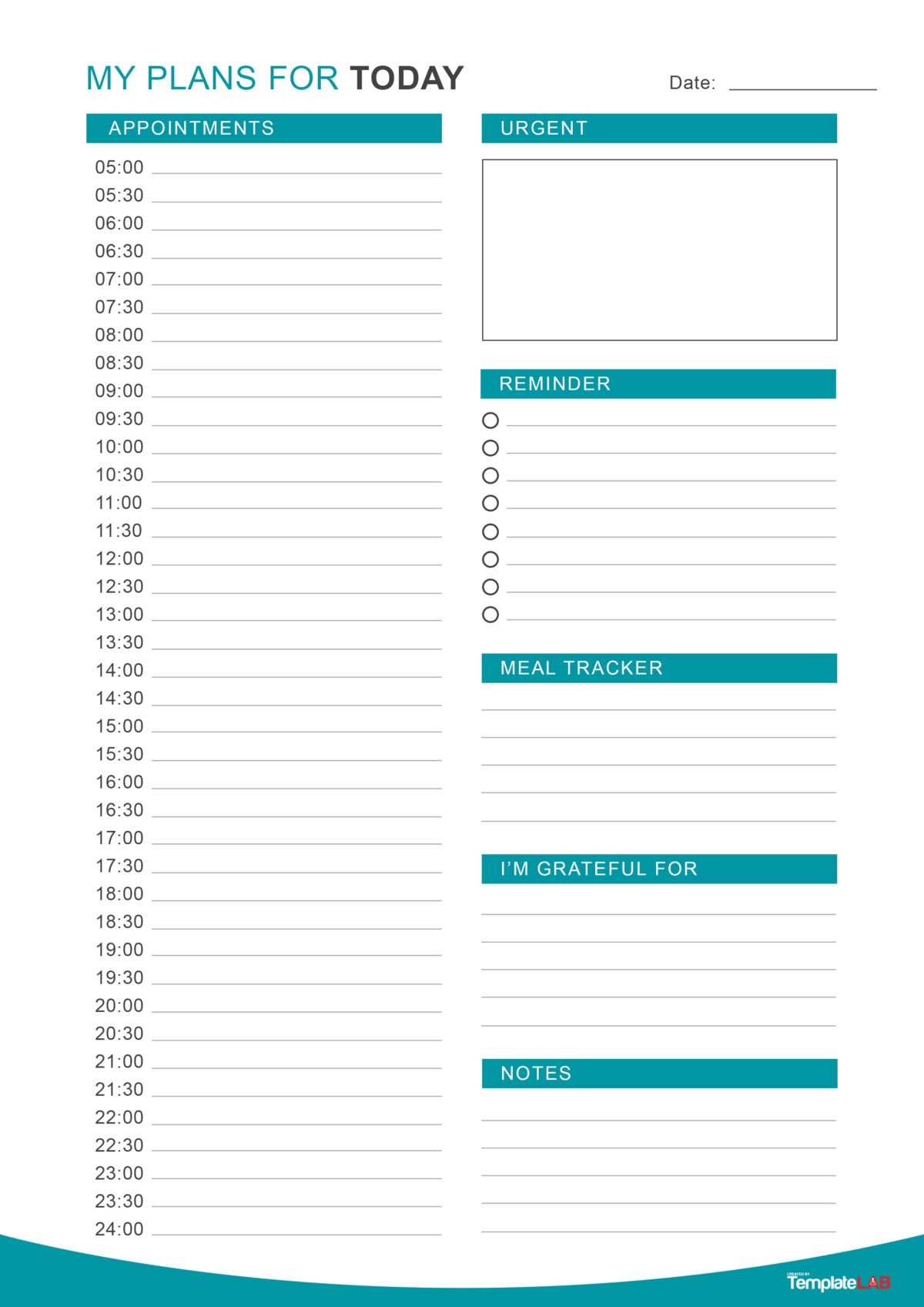 daily calendar printable template