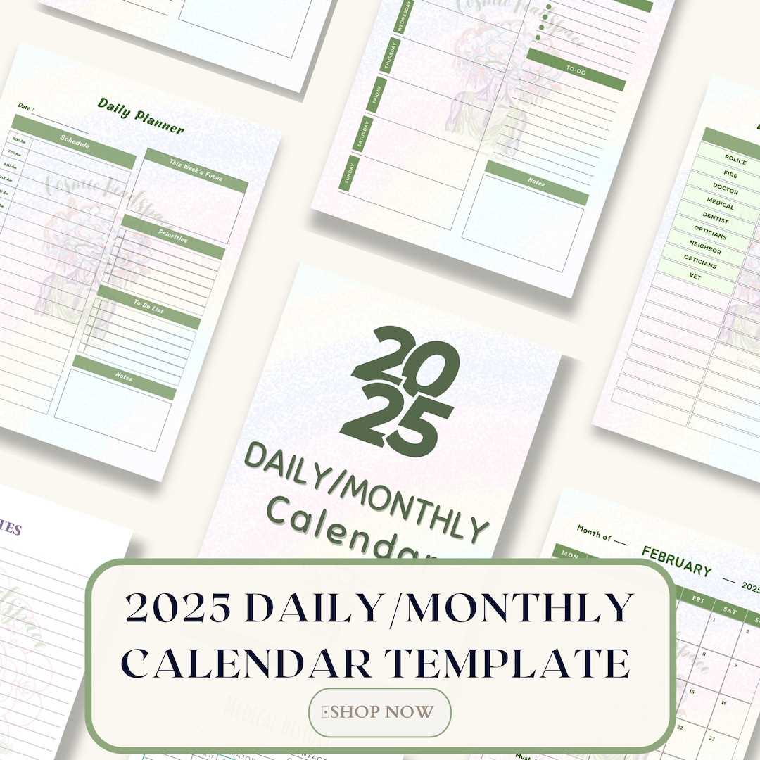 daily calendar template 2025