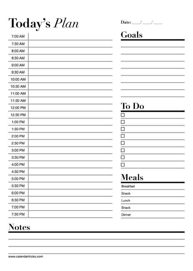 daily calendar templates