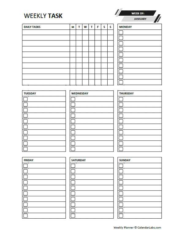 daily task calendar template