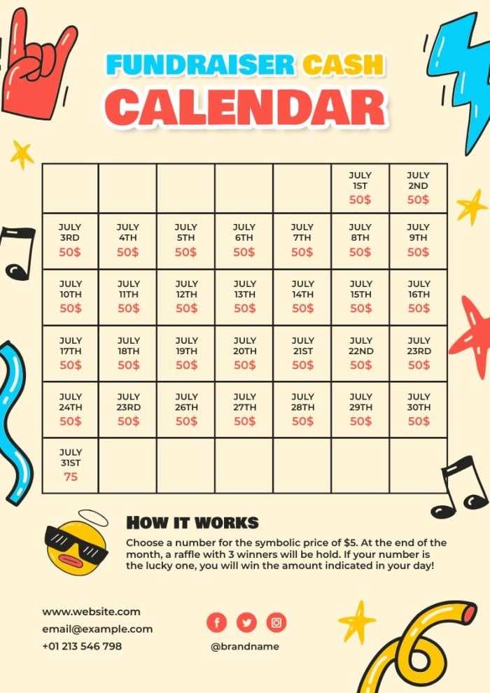 dance calendar fundraiser template free