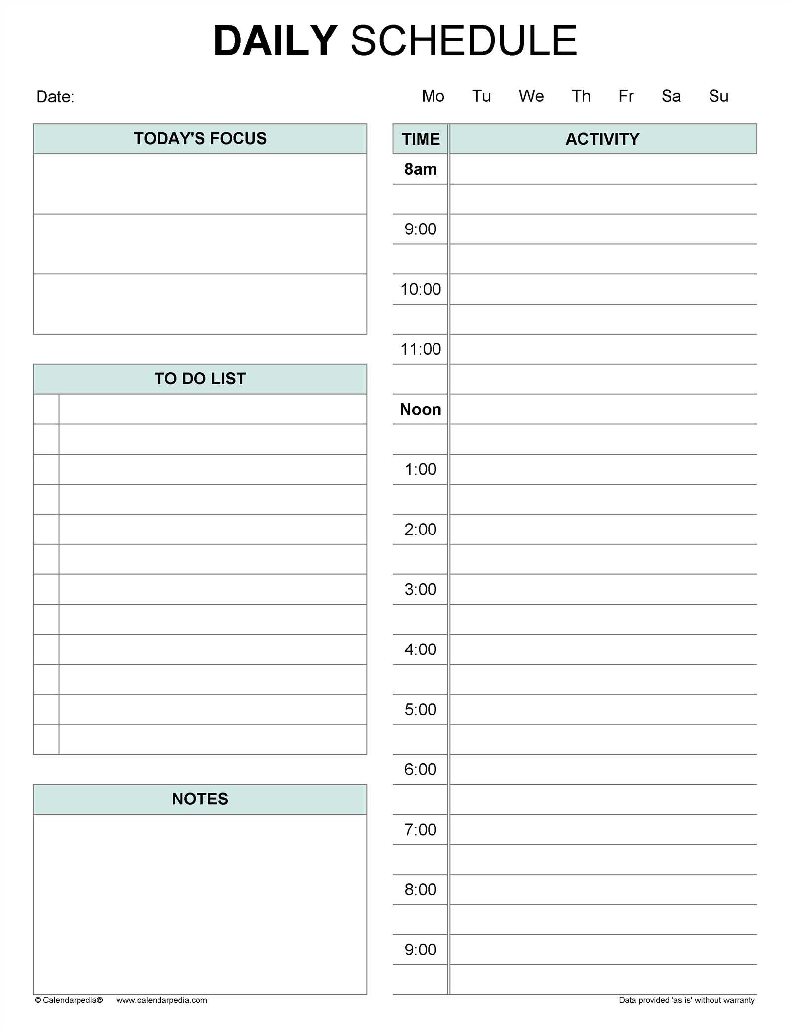 day calendar template free