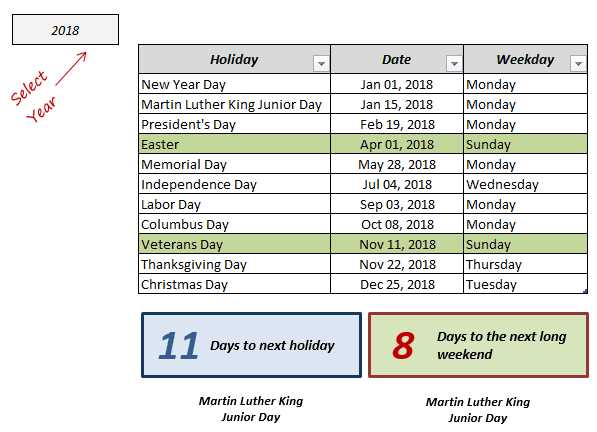 days off calendar template