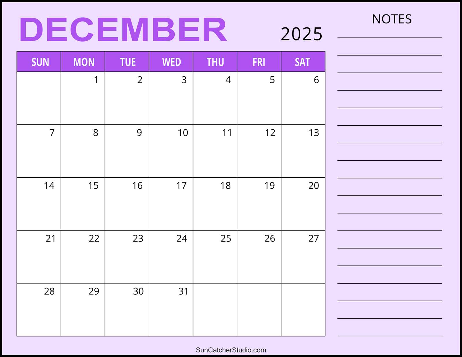 december 2025 calendar template