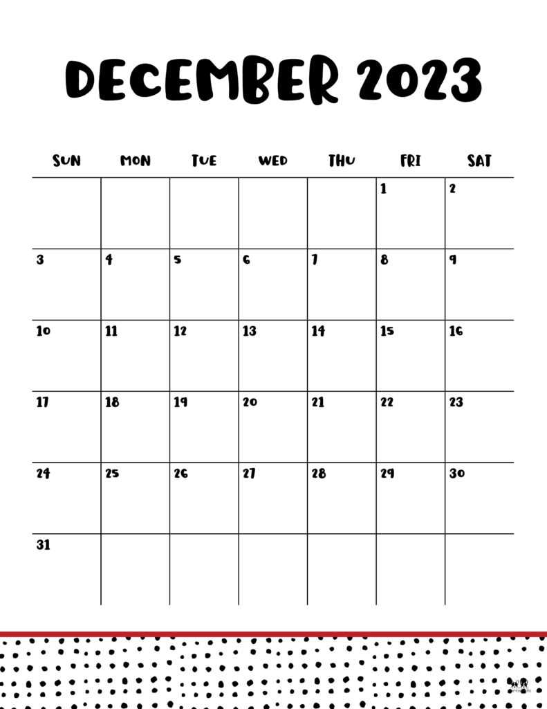 december 23 calendar template