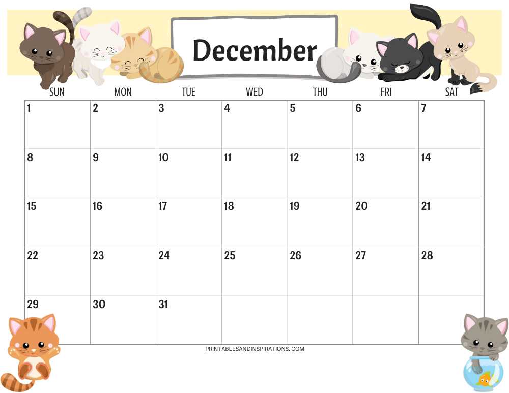 december blank calendar template