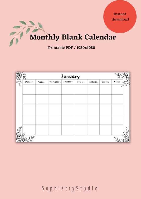 december blank calendar template