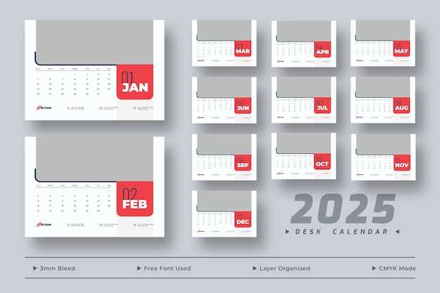 desk calendar template 2025