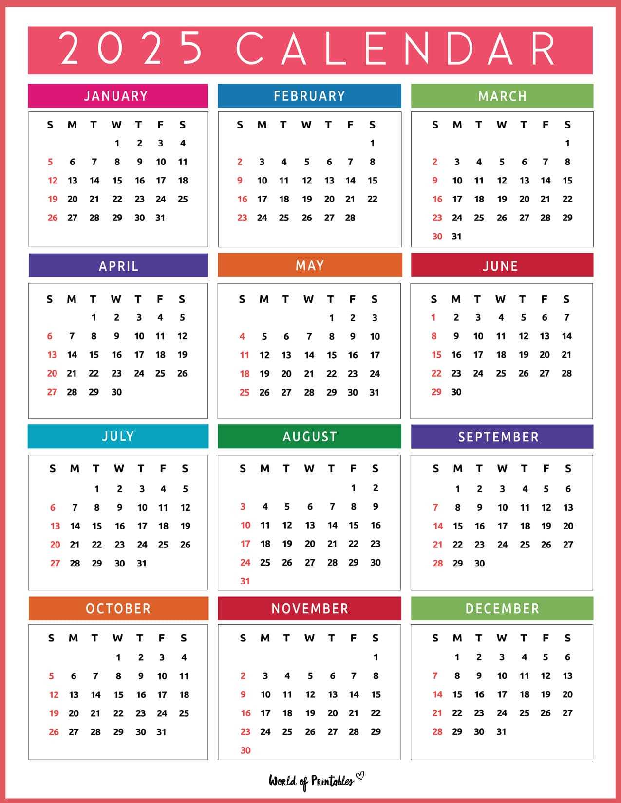 digital calendar template 2025