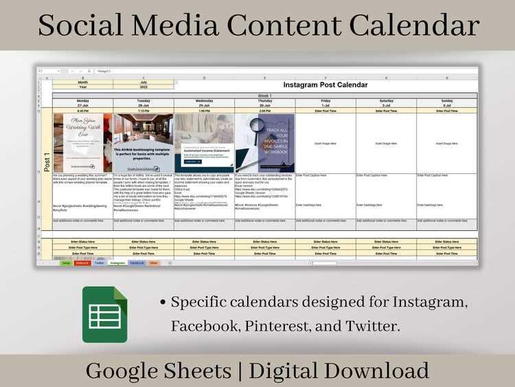 digital content calendar template