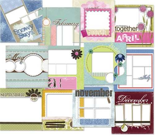 digital scrapbooking calendar templates