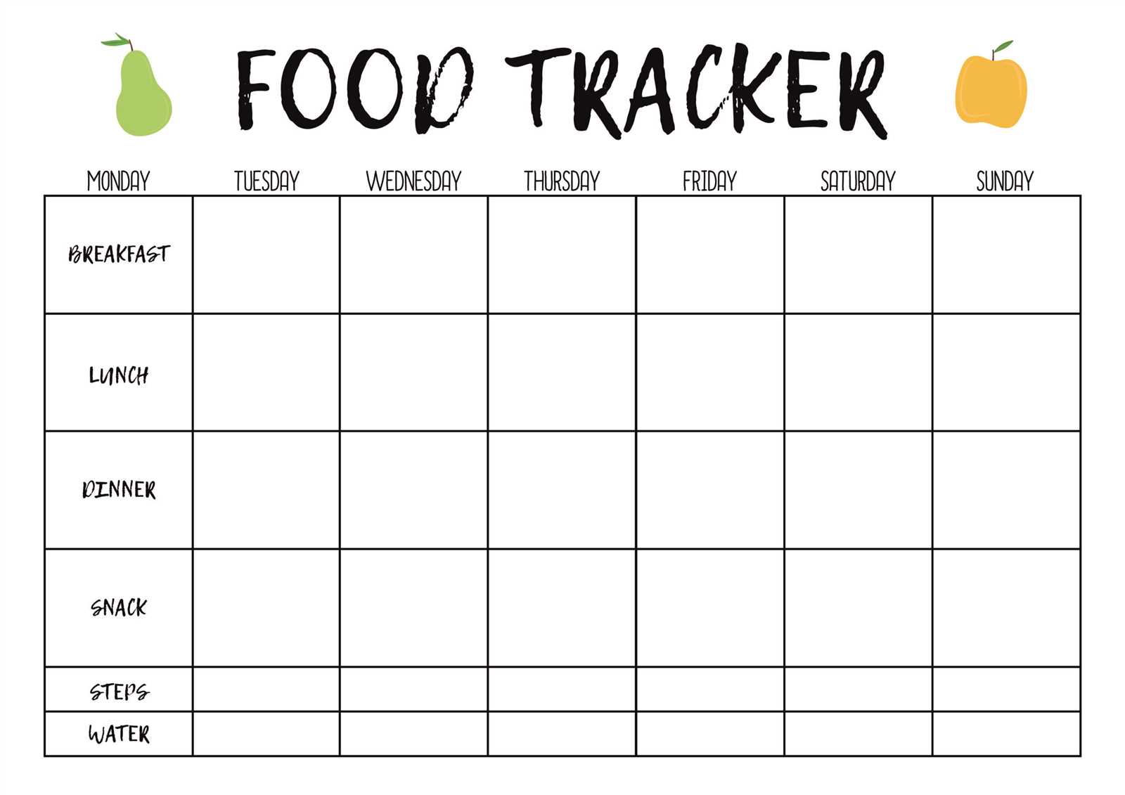 dinner menu calendar template