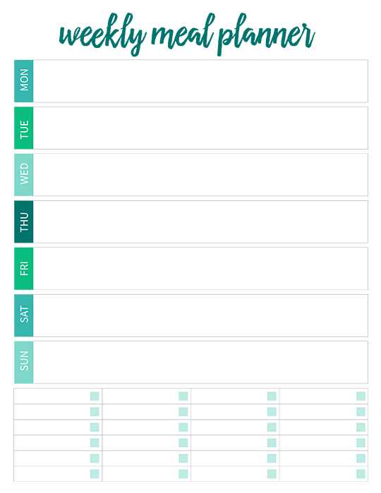 dinner menu calendar template