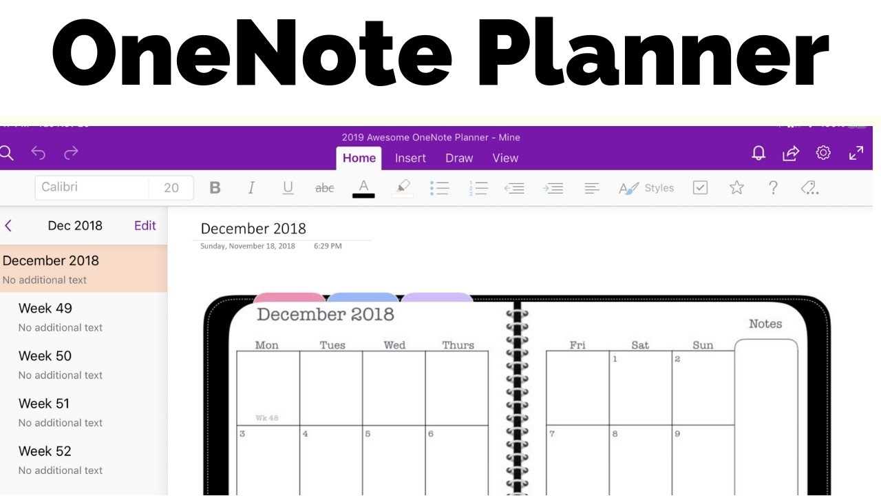 does onenote have a calendar template