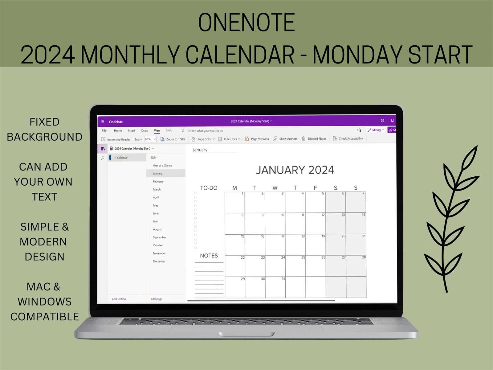 does onenote have a calendar template