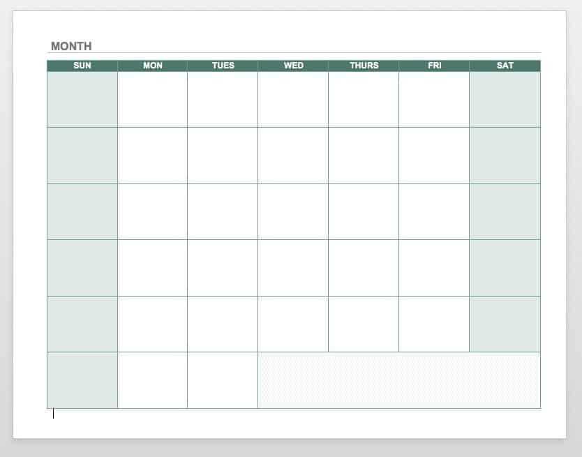 download calendar template