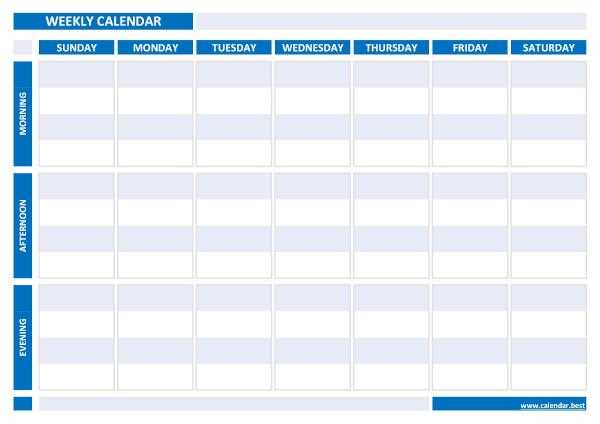 download weekly calendar template