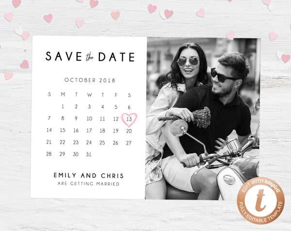 downloadable save the date calendar template