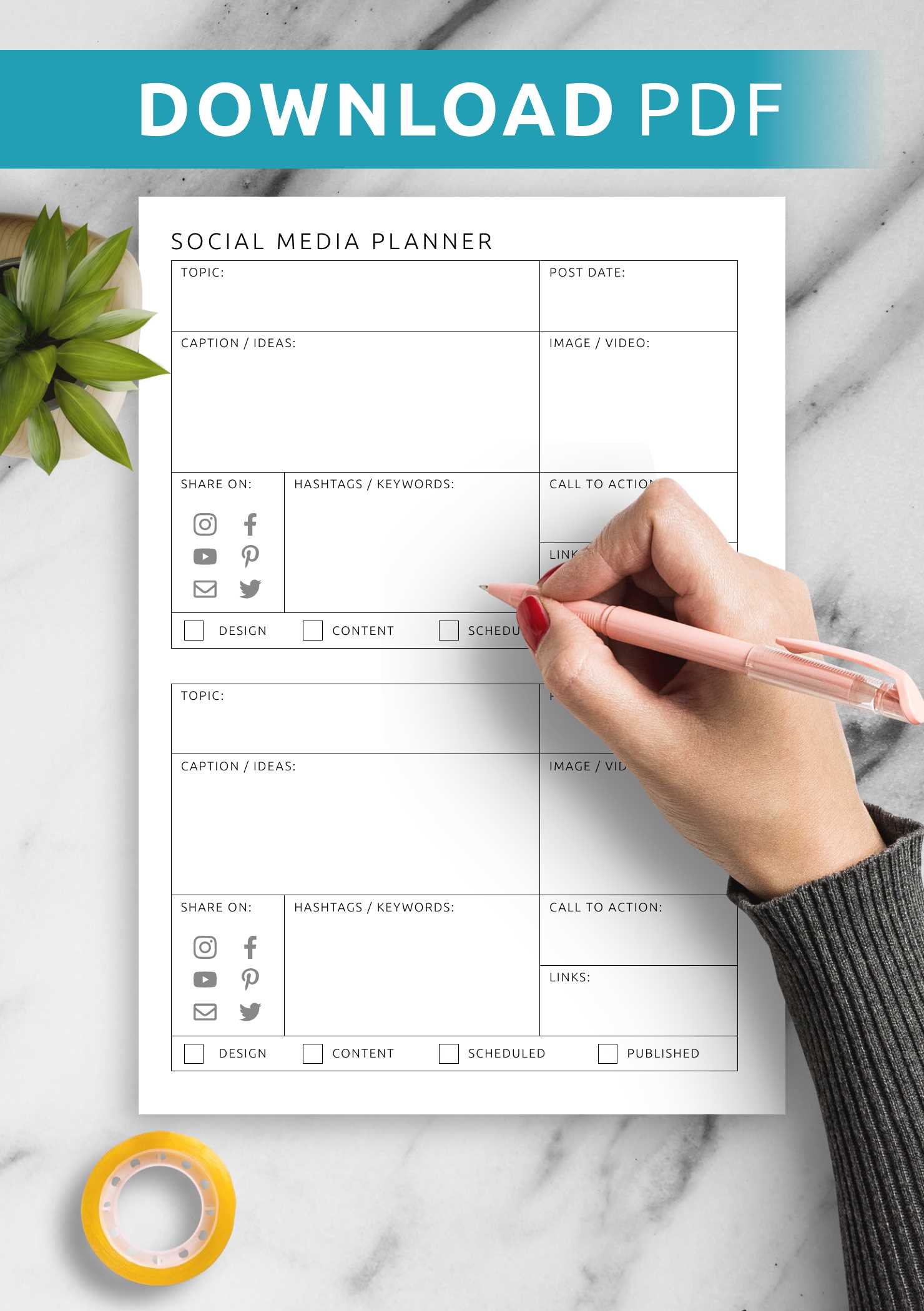 downloadable social media content calendar template