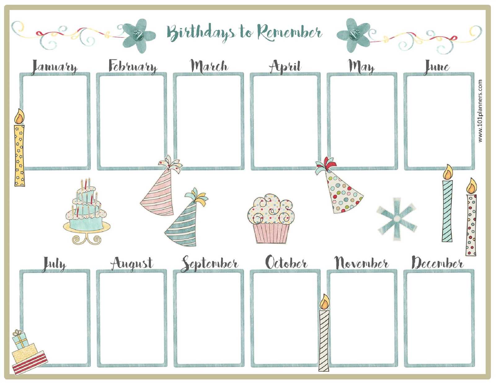 editable birthday calendar template