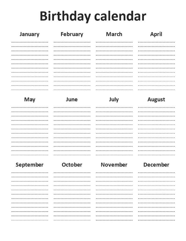 editable birthday calendar template free download