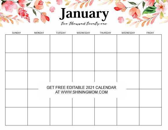 editable calendar templates free