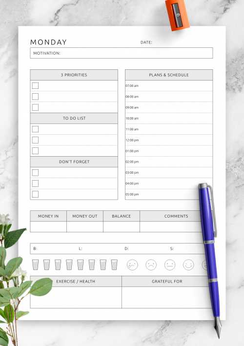 editable daily calendar template