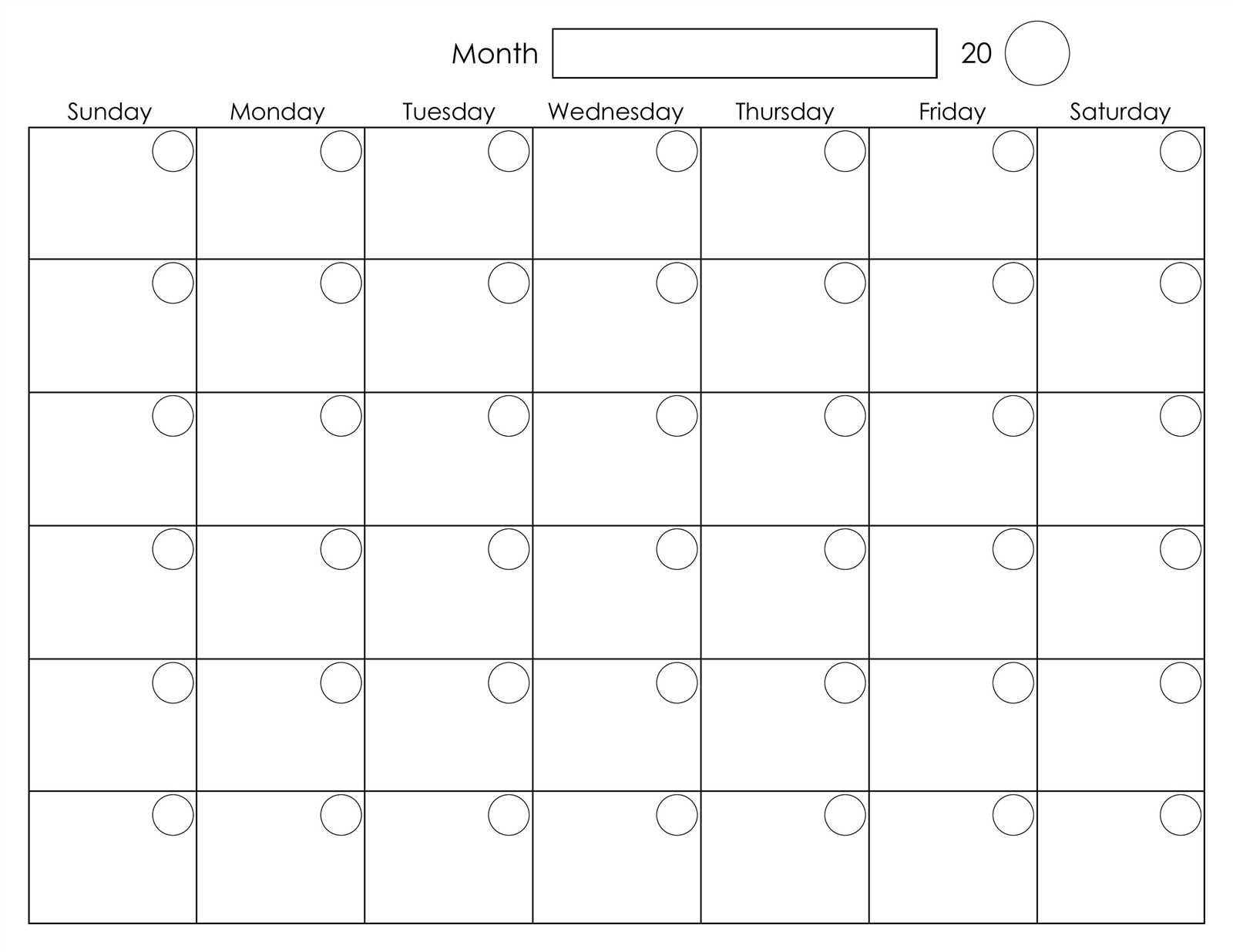 editable month calendar template