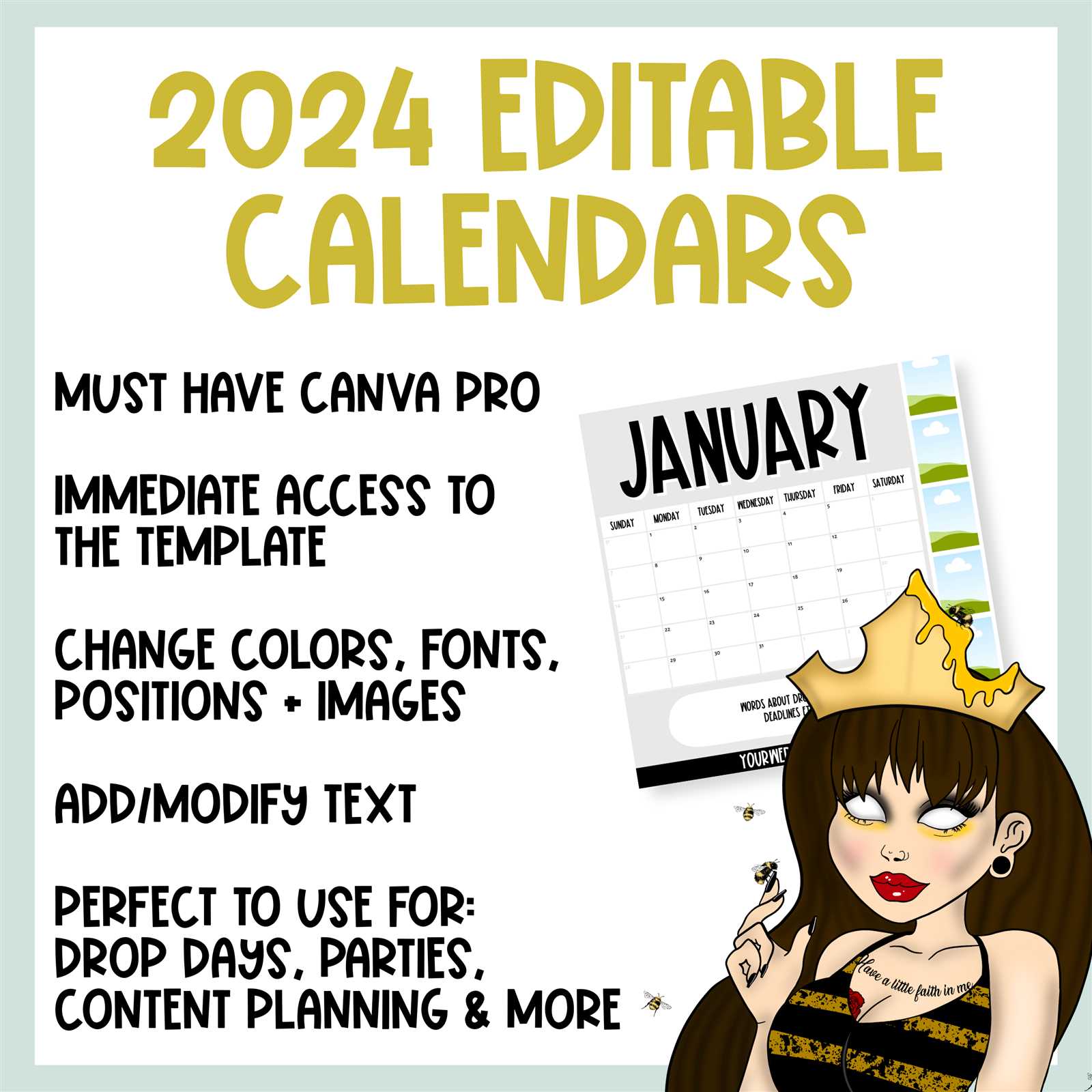 editable month calendar template