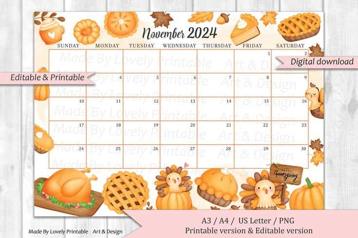 editable november calendar template