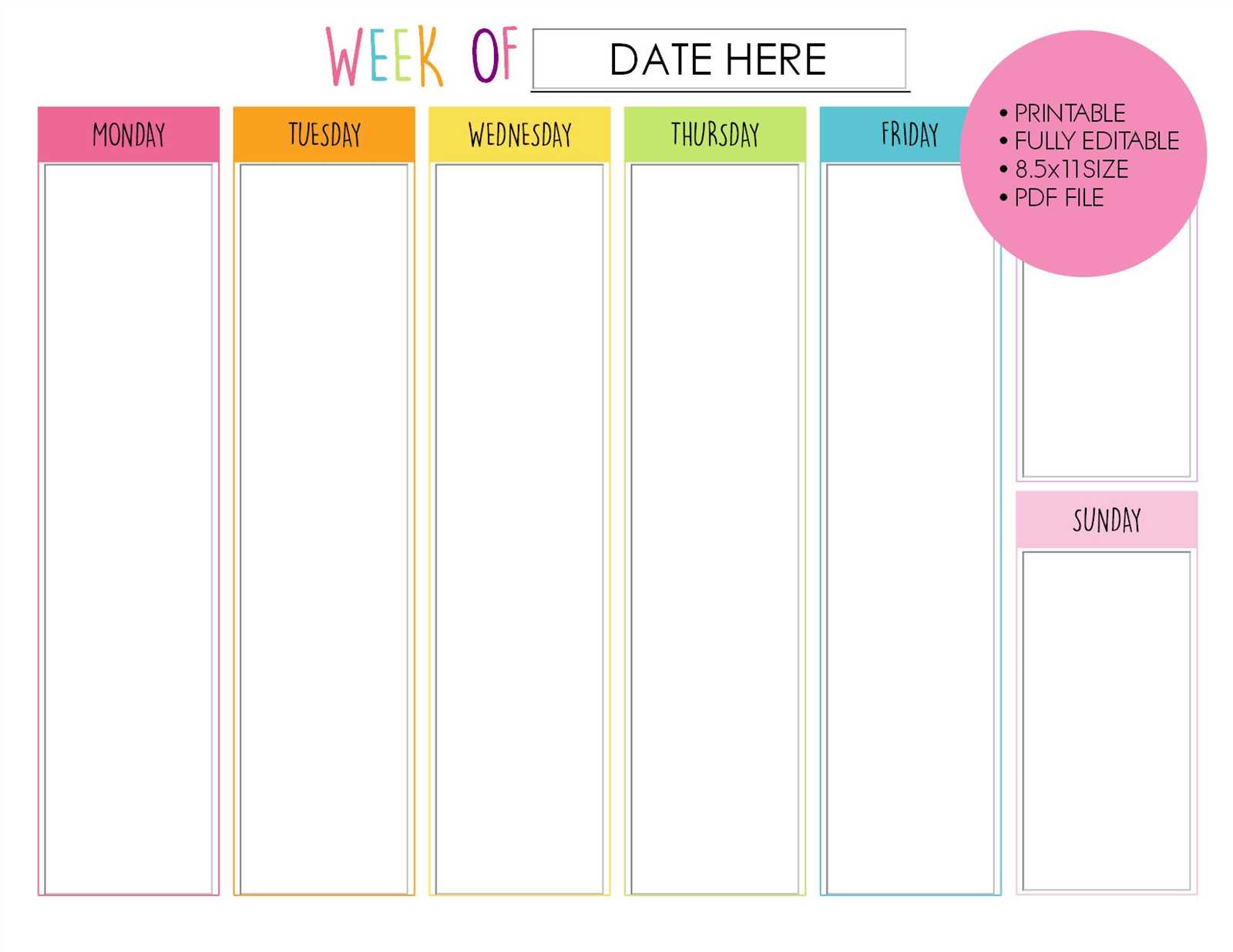 editable weekly calendar template